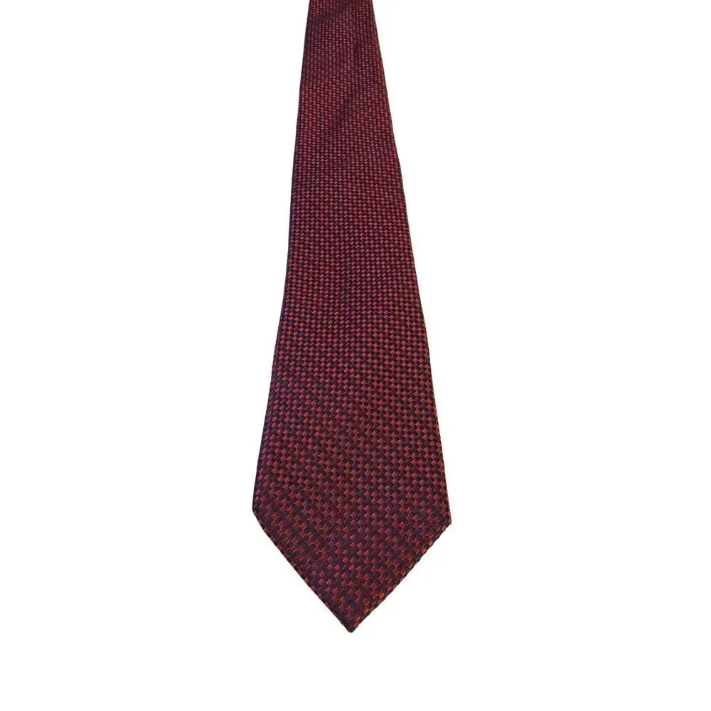 Saks Fifth Avenue Neck Tie Duo Blue & Red Checker and Blue Solid 100% Silk